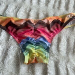O'Neill NEW Multicolor Zig Zag Watercolor Cheeky Bikini Bottom Sz M